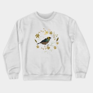 Bird with floral environment. Crewneck Sweatshirt